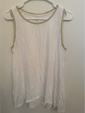 KAARI blue White Sleeveless Tank Top with Gold Trim Size L [COPY]